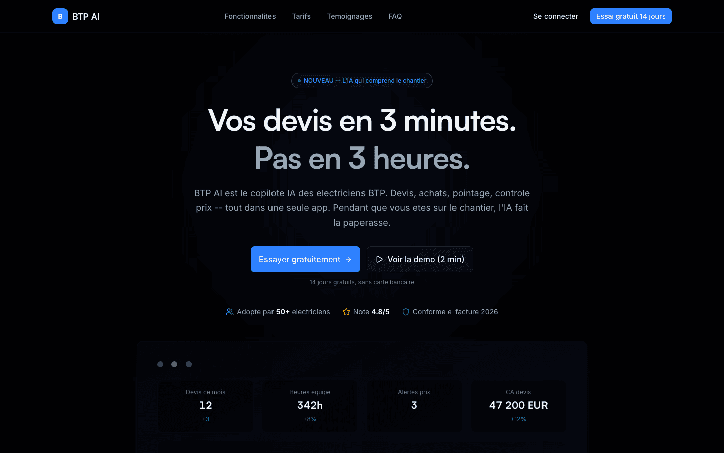 BTP AI — Copilote IA electriciens BTP