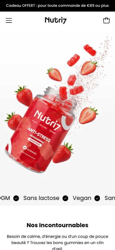 Nutri7 — vue mobile